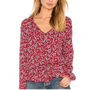 Rails Beaux Red Floral Peplum Top